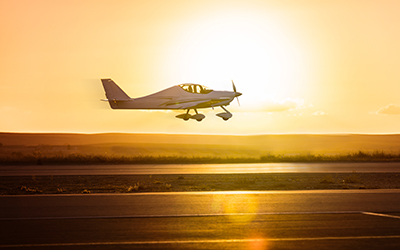 Small cirrus aircraft on the runway