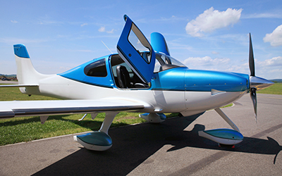 An airplane sitting on the runway